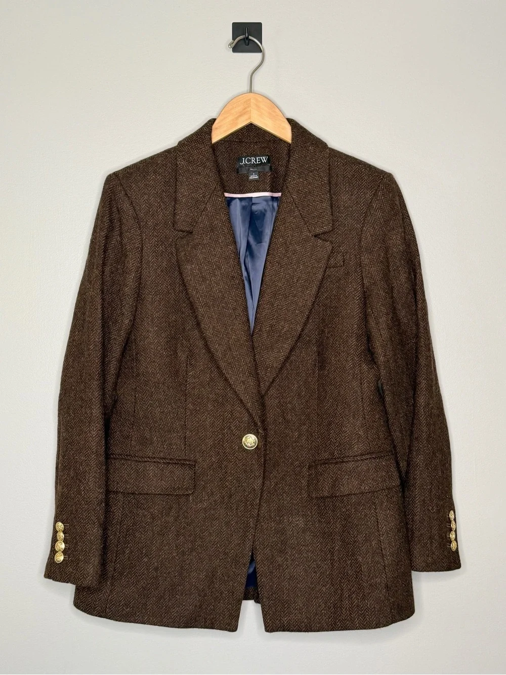 J. Crew Willa 100% Wool Tweed Herringbone Single Breasted Blazer Women’s Size 6 - Picture 2 of 9